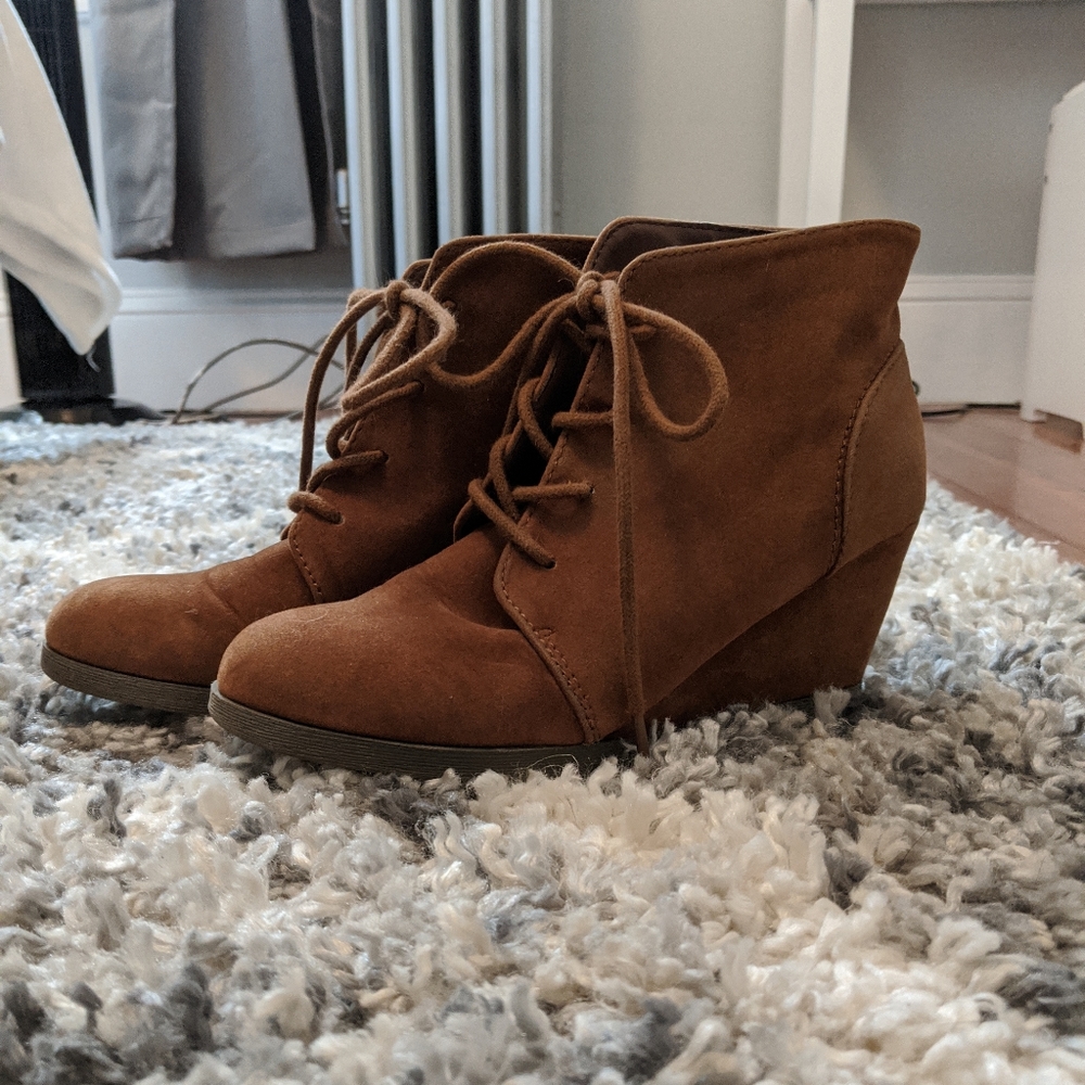Madden Girl suede wedge booties